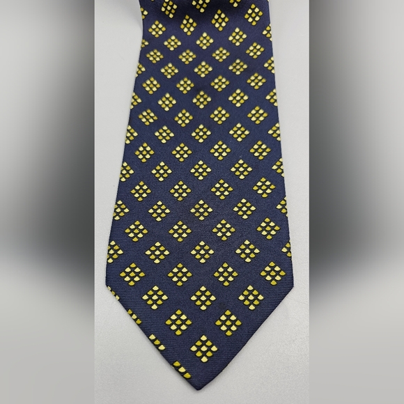 Gianfranco Ferre 100% Silk Men's Tie Navy Yellow - Picture 2 of 4